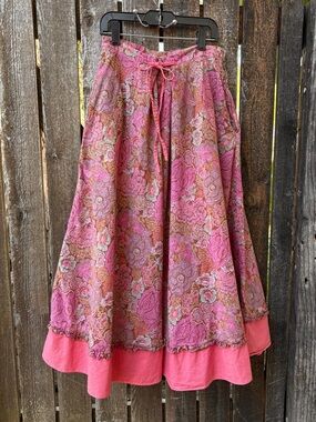 ABC Multex Creation-Suisse Vintage Cotton Floral Full Skirt Pink/Orange Sz 38